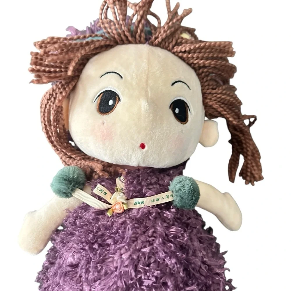 Plush Doll with Purple Dress and Teal Shoes